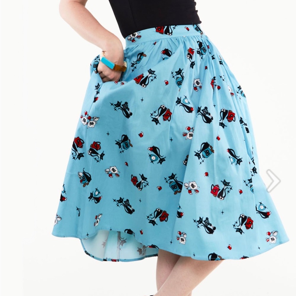 Voodoo Vixen Harper Kitten Print Skirt - Picture 4 of 8